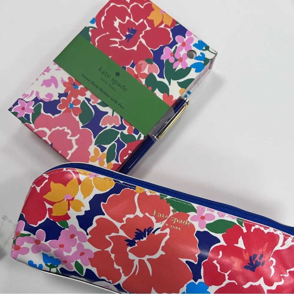 Kate Spade Colorful Floral Pouch and Notebook. 2 Piece Set NWT